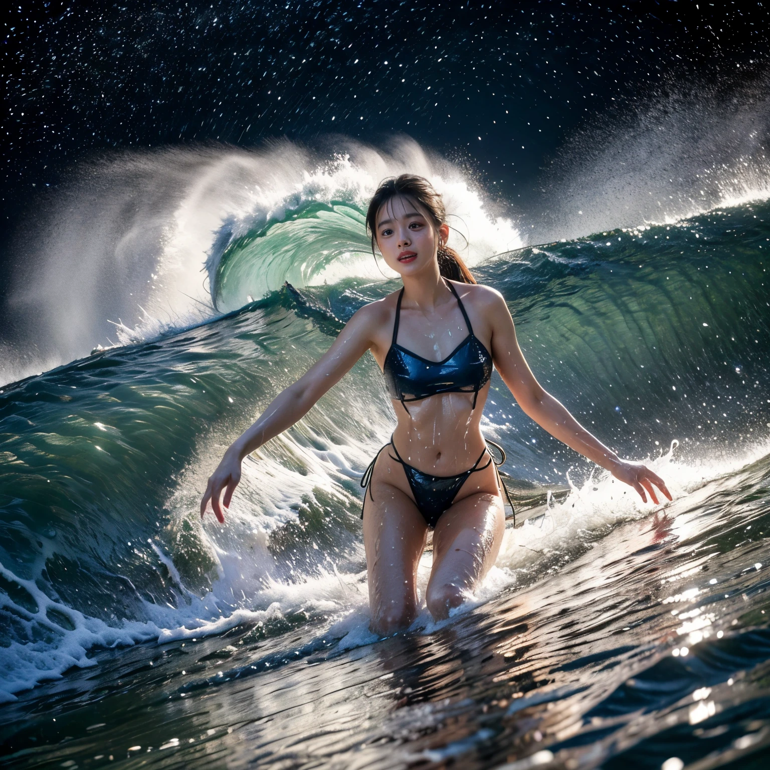 (ZoomedOut:1.28, Wide-shot) ZoomLayer (Epic photo of surfer magazine:1.37). (Full of Water, Everything Wetted:1.4) WetHair (extremely detailed Cute Girl in RED)(SparklingHighlights:1.28), Dynamic Joyful Expressions LifeLike Rendering (ManoErina:1.0) . Overflowing Gigantic Sideboob (Clearly Visible Beautiful Breast to Buttocks Line) Tiny and Roundly Butt, Detailed wet clothing texture, (Sloppy Surfboard:-1.2) Riding on waves, Sparkling water, TyndallEffect(Starry Water Particles:1.32), Whole Body proportions and all limbs are anatomically accurate