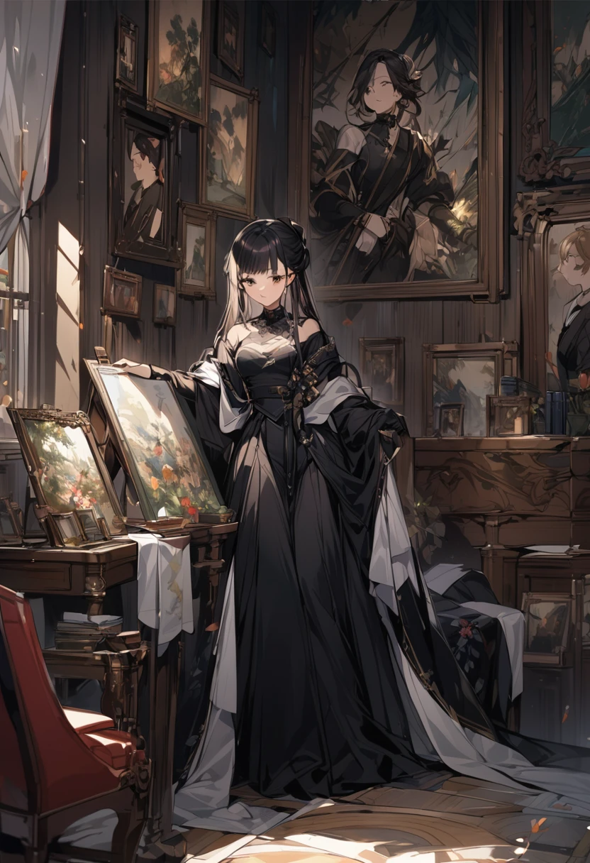 Lady in literature, black body, beautiful painting