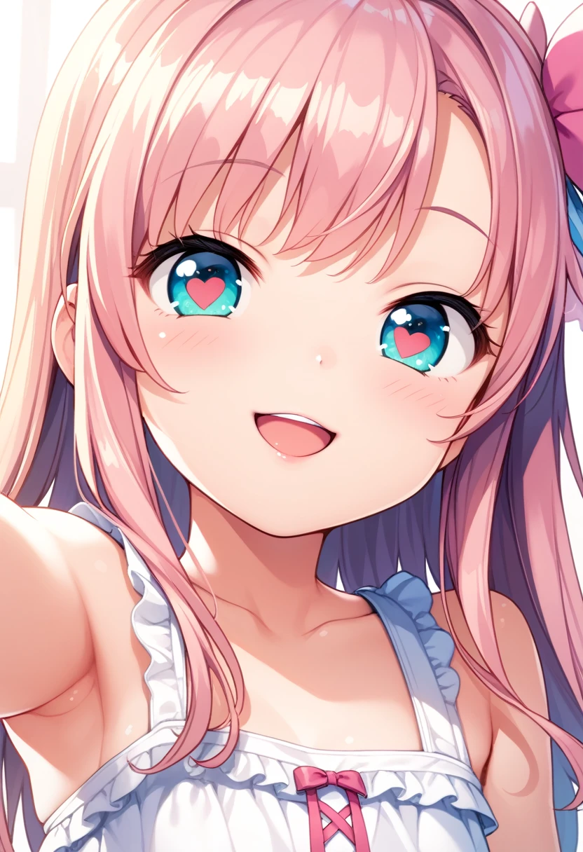 Generate an image of Honami Mochizuki from Project Sekai. She is a high  student with long, straight hair in a rosy brown color.,with a slight curl. Her side hair is shorter and also slightly curled. She has straight-cut bangs, that frame her forehead. Often, has big, gentle blue eyes and a warm, friendly expression. blunt bangs,nsfw,steam,full breasts,sweat, kiss tongue out, handjob gesture,cum on breasts,Completely naked,1girl