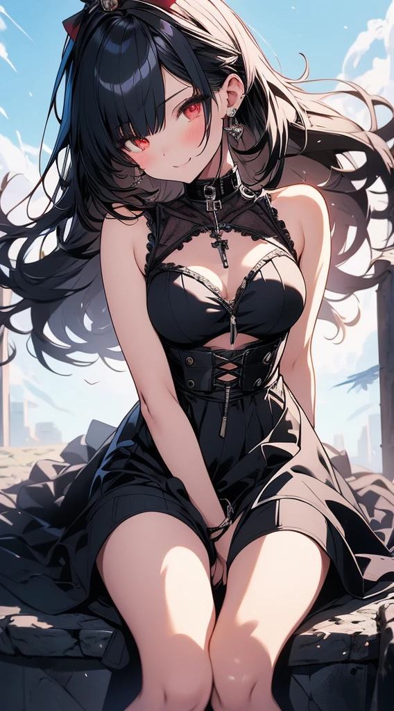 cheered up: style image of a woman in a corset dress on the navel, cute cheered up waifu with a nice dress add_detail:1, seductive cheered up girl, , cushart krenz art key women, from the video game azur lane, Blue rail style, cheered up girl in a black dress, trend on artstation pixiv, red pupils add_detail:1, by white, good figure add_detail:1, sitting on a ledge, futuristic city add_detail:1, see full body, barefoot, beautiful feet add_detail:1, small breasts, ta add_detail:1, naked bias add_detail, sensual girl, revealing dress undressing add_detail:1, very horny girl