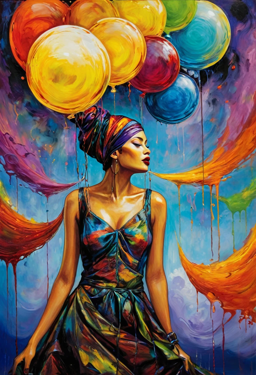 (Artistic Masterpiece of Romantic Life) ( (Themed Art of Life) ( (Conceptual Art) (NFT Exclusive) (Fauvism Work) ()”) Where visual poetry transcends traditional boundaries and embraces the dynamic interplay between creativity and technology Takes),dripping paint,darkart,style, in the style of esao andrews