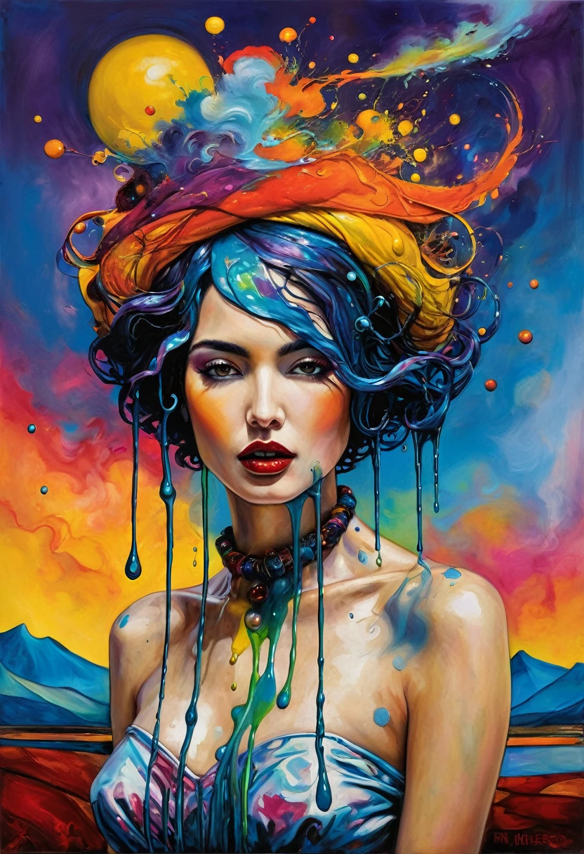 (Artistic Masterpiece of Romantic Life) ( (Themed Art of Life) ( (Conceptual Art) (NFT Exclusive) (Fauvism Work) ()”) Where visual poetry transcends traditional boundaries and embraces the dynamic interplay between creativity and technology Takes),dripping paint,darkart,style, in the style of esao andrews