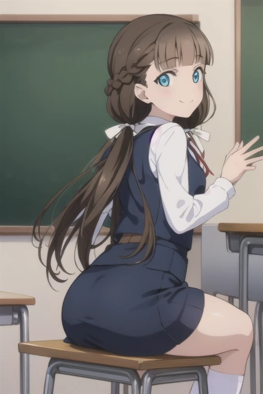 uniform smile Back view Skirt flipped up Pure white underwear classroom