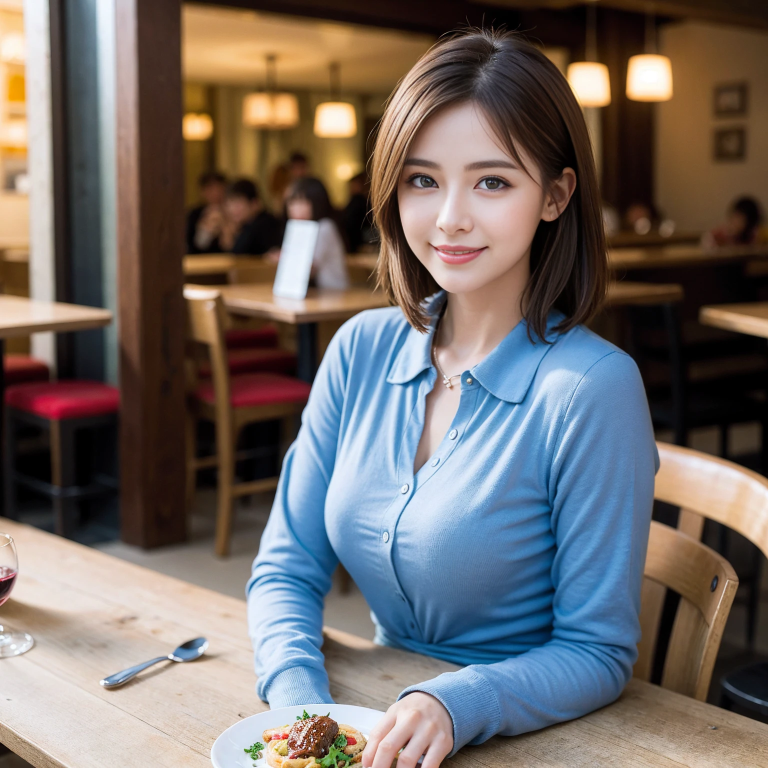 ((Highest quality、8k、masterpiece:1.3))、slimカップル、modelカップル、(Realistic, Intricate details:1.2), full-course dinner、Wine Party、Amazing view of the sunset sky and clouds、A bright smile、The wonderfulness of smile、Bright image、The beauty of wine, Beautiful Face, blue eyes, The light shines on your face, blush, short hair,Bright Face、 (Age 37), 39 years old, red wine 、Appetizers、Italian food、Wine bottle、Champagne、sparkling wine、Two beauties、Brown Hair、Shortcuts、Long sleeve shirt、dress、Beautiful woman 1, (slimな顔), (The body is slim), (Brown Hair), (Shortcuts), cheeks turn a little red,Attractive beauty、restaurant, In a prominent place (From the waist up) Nova Frog Style, actress, model, Upper Body, White wine, slim, wine glass, 中央に置かれたwine glass, smile, (smile: 1.15), Beautiful fine grain, Depth f/2,saturation, High Contrast, Strong light and shadow,Moist Body:1.5、3D texture、Delicate eyes、Brown Hair、The hair is very shiny、