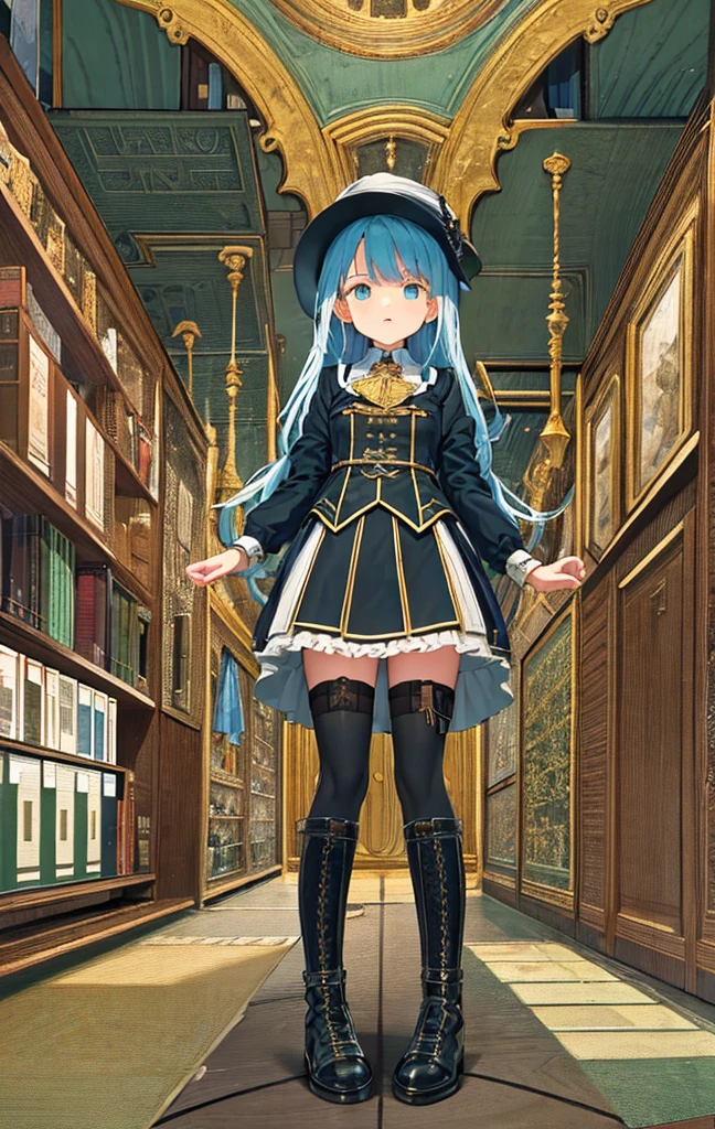masterpiece, Highest quality, detailed, city, street, Gothic, steampunk, figure, One girl, (alone), Long Hair, boots,  Vintage, antique, brass, Metal, gear, mechanical, Brilliant, elegant, Classic, Sophisticated, Sophisticated, Ready, Contemplative, Thoughtful, Curious, mysterious, Mysterious, Magic, Cautious, intellectual, Book lover, Contrast, perspective, depth, texture, detailed, リアrhythm, Impressionist, Expressionistic, Abstract, Surreal, Innovative, Experimental, Individuality, atmosphere, atmosphere, feeling, Nostalgia, historic, cultural, Technical, industrial use, Fantasy, imagine, creativity, Artistry, Craftsmanship, skill, Accuracy, detailed, composition, balance, Harmony, rhythm, colorful, dark, reflection, refraction, prospect, Middle Way, background, Vanishing Point, horizon, focus, Naturalistic, Figurative, Expressive,
