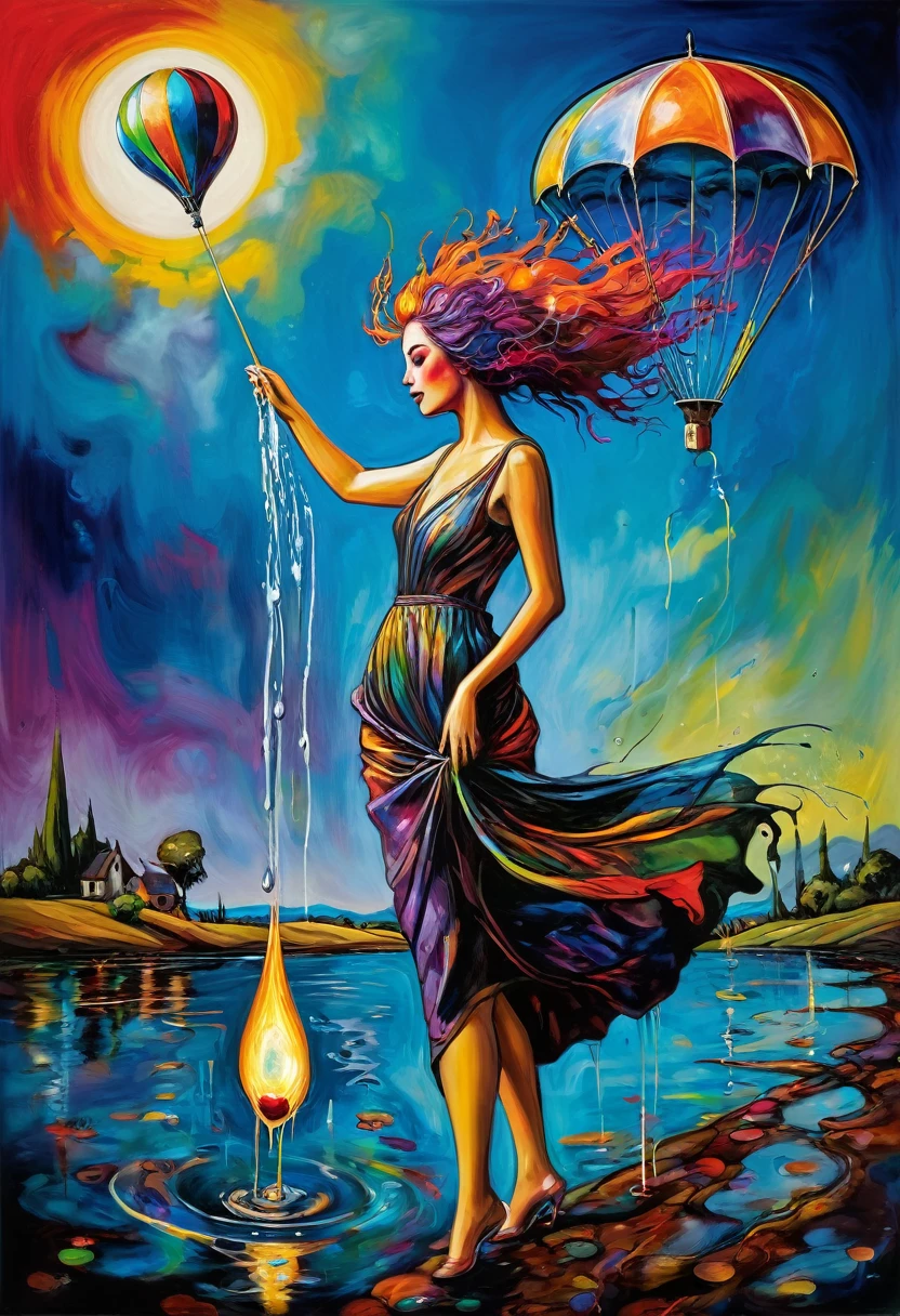 (Artistic Masterpiece of Romantic Life) ( (Themed Art of Life) ( (Conceptual Art) (NFT Exclusive) (Fauvism Work) ()”) Where visual poetry transcends traditional boundaries and embraces the dynamic interplay between creativity and technology Takes),dripping paint,darkart,style, in the style of esao andrews