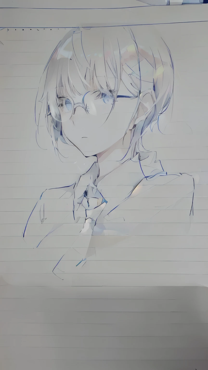A drawing on paper of a girl wearing glasses and a tie, as an Anime characters, an Anime Drawings, inspired by Okumura Togyu, Anime characters, Young anime boys and girls inspired by Un&#39;ichi Hiratsuka, Anime Sketch, Anime Shading), male Anime characters, Anime Drawings, Anime Girl, inspired by Munakata Shikō