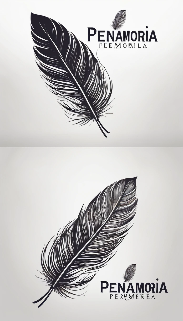 Create a minimal, modern, simple, inspirational, memorable, dream like logo design of a Feather Of Memories for the brand “Penamemoria".