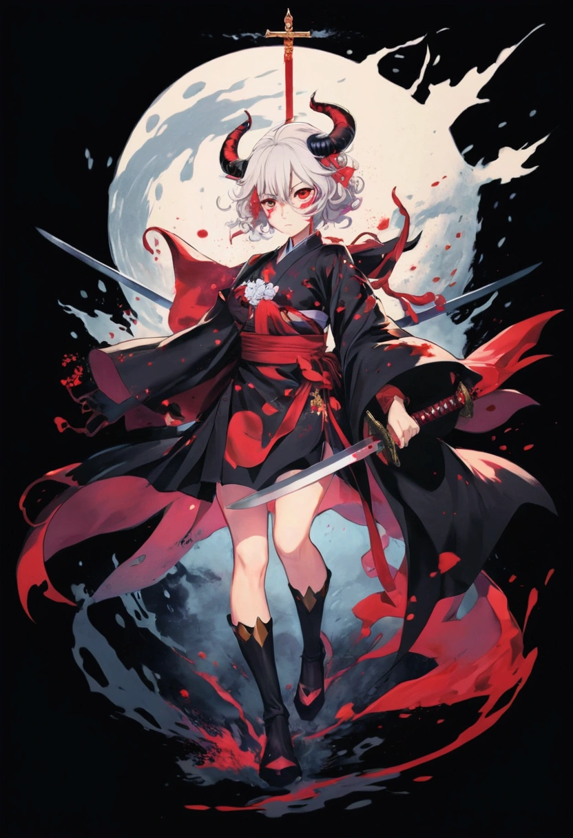 anime girl with sword and blood splattered background, demon anime girl, onmyoji, official artwork, demon girl, mika kurai demon, onmyoji detailed art, official anime artwork, demon slayer artstyle, onmyoji portrait, badass anime 8 k, shalltear bloodfallen, splash art anime , anime illustration, anime style illustration, seni seluruh tubuh wanita anime, sangat detail, 4k, sempurna