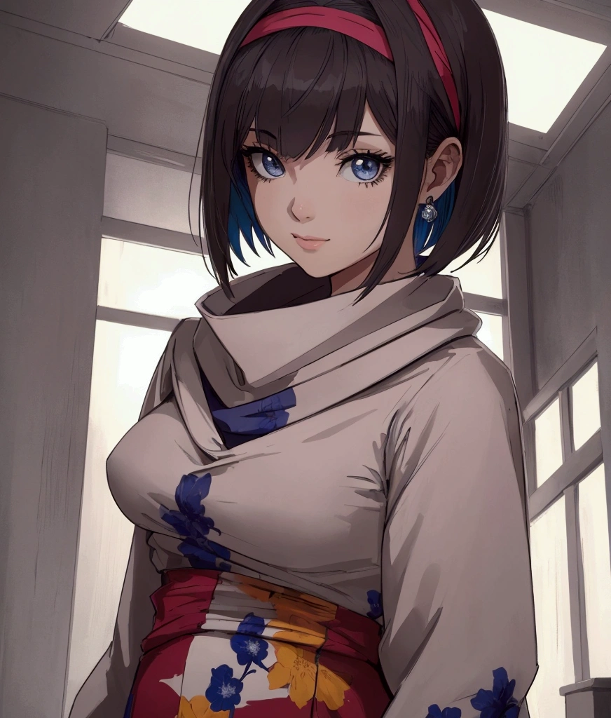 masterpiece), best quality, high resolution 3girl bob cut medium hair standing alone cowl headband profile image looking at viewer beautiful eyes beautiful face extremely detailed