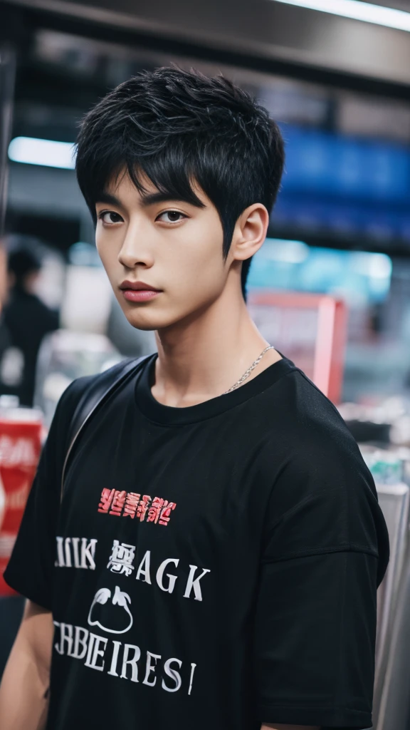 Asian alpha male wearing a black shirt looking at the camera, Shin Jinying, Kim Do-young, Paint Ulzzang, Shen Quanrui, korean men, Shin Jin Young's Aesthetics, faceเกาหลีที่น่ารัก, handsome young man'face, Jaeyong Nam, beautiful eyes、Kim Taejoon, Hyungtae, Inspiration from Jong Suk Lee, Avatar, Korean artist, Jung Jae Hyo