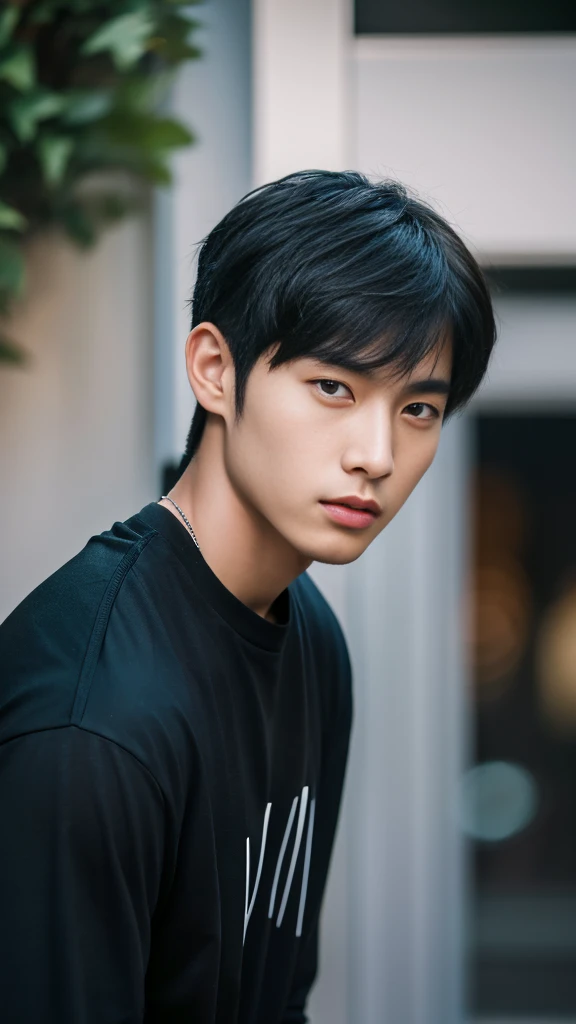 Asian alpha male wearing a black shirt looking at the camera, Shin Jinying, Kim Do-young, Paint Ulzzang, Shen Quanrui, korean men, Shin Jin Young's Aesthetics, faceเกาหลีที่น่ารัก, handsome young man'face, Jaeyong Nam, beautiful eyes、Kim Taejoon, Hyungtae, Inspiration from Jong Suk Lee, Avatar, Korean artist, Jung Jae Hyo