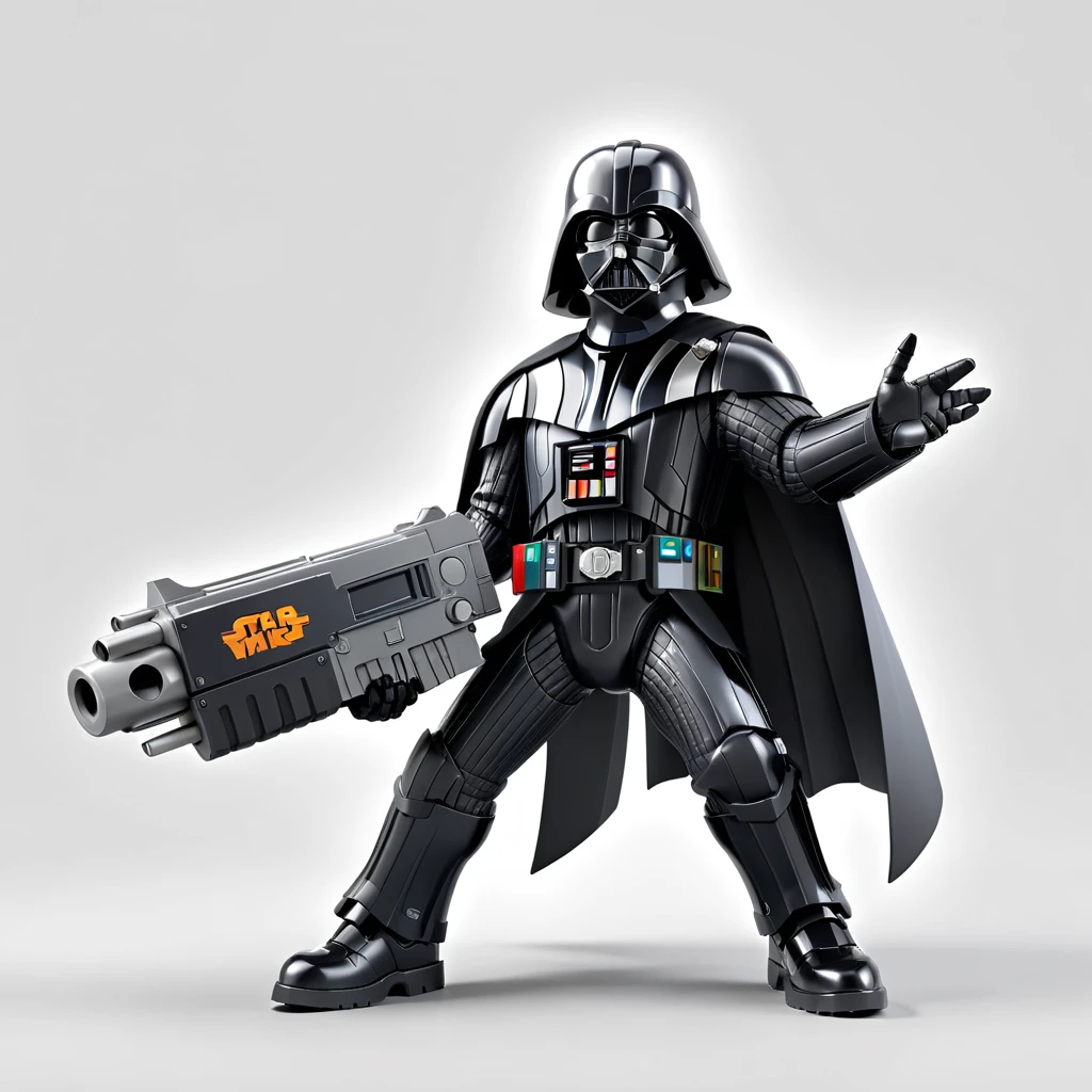 Darth Vader shot (a bltgun bolt weapon) in your hands,   spaceship runner,  High quality 3D rendering, fancy, Pixar 3D character design style., High polygon modeling with ZBrush,