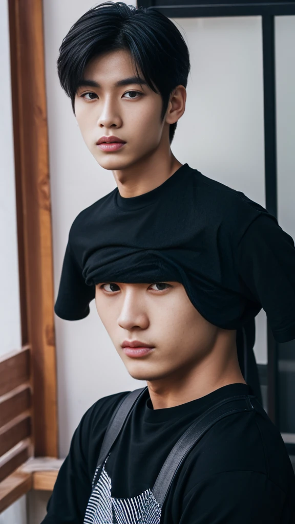 Asian alpha male wearing a black shirt looking at the camera, Shin Jinying, Kim Do-young, Paint Ulzzang, Shen Quanrui, korean men, Shin Jin Young&#39;s Aesthetics, faceเกาหลีที่น่ารัก, handsome young man&#39;face, Jaeyong Nam, beautiful eyes、Kim Taejoon, Hyungtae, Inspiration from Jong Suk Lee, Avatar, Korean artist, Jung Jae Hyo 