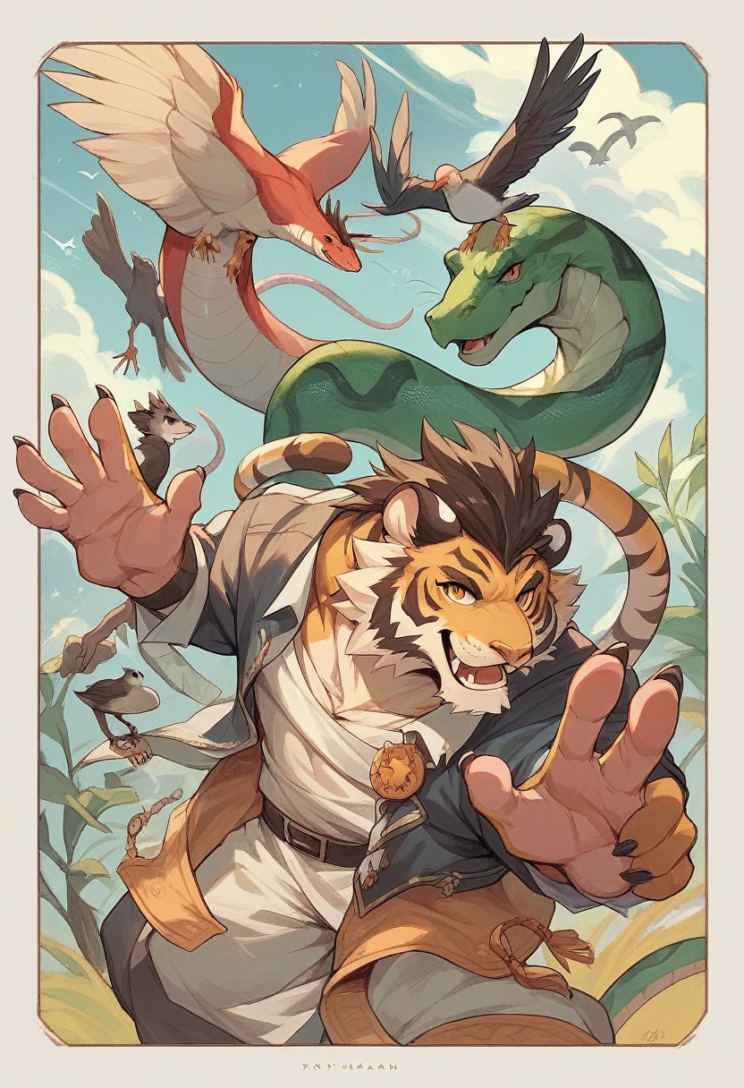 Tiger, Rat, dragon,Bird, Horse,Snake, Monkey, Ox, Ram make this hand sign performing