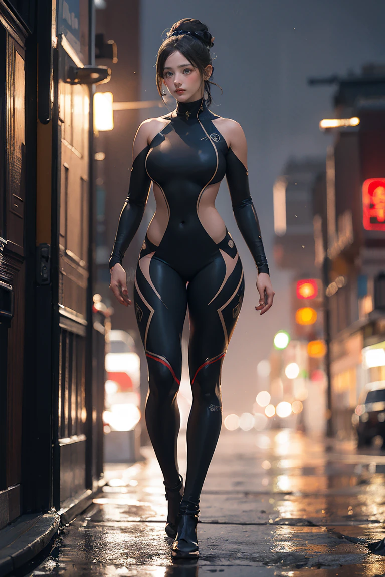 (((Browsing Caution:0.9))),Large Breasts,Narrow waist,(Sexy Body),Rainy night,city,A beautiful woman with gal makeup wearing a sports suit in the downtown area of Gintama, Surrounded by sellers, Beautiful portrait of a stunning goddess girl, Beautifully detailed face, Porcelain-like skin, Full Body Shot, Centered, Very soft lighting, Symmetric, complicated, elegant, Very detailed, Realistic, Art Station, Concept Art, Smooth, Created by Greg Rutkowski and Boris Vallejo, cover, trendy style