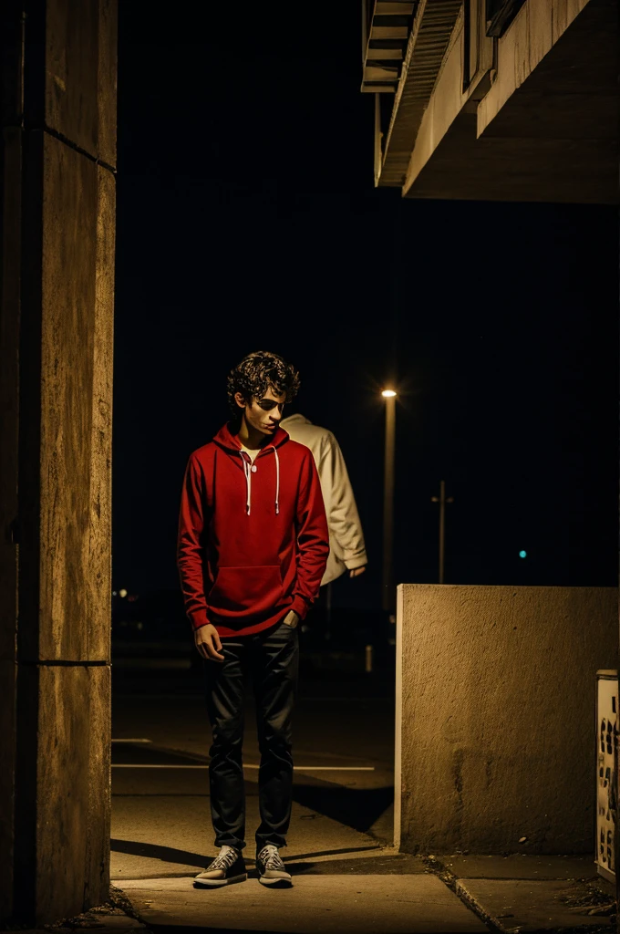 Lonely boy at night
