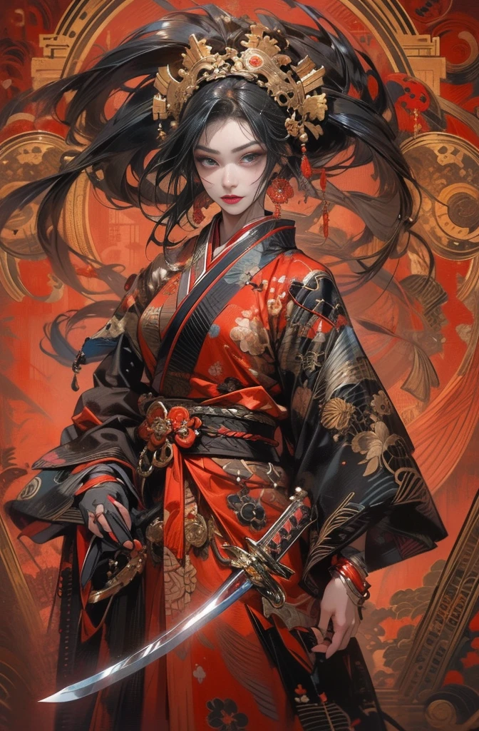 Anime-style painting of a woman in a red robe standing in a hallway, Gwaiz, by Shimo, artwork in the style of Gwaiz, Gwaiz on pixiv artstation, Gwaiz on artstation pixiv, Jan J, palace , Girl in Han Dress, Inspired by Chung Fenghua