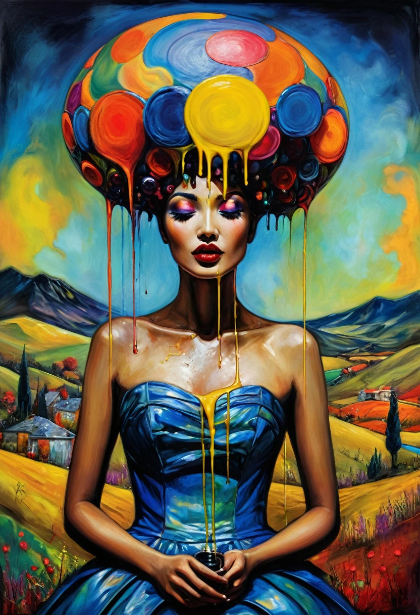 (Artistic Masterpiece of Romantic Life) ( (Themed Art of Life) ( (Conceptual Art) (NFT Exclusive) (Fauvism Work) ()”) Where visual poetry transcends traditional boundaries and embraces the dynamic interplay between creativity and technology Takes),dripping paint,darkart,style, in the style of esao andrews
