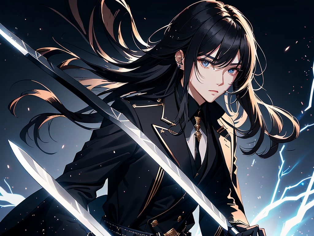 He was dressed in a black suit.，A wide belt is tied around the waist，It is inlaid with several sparkling gems，But it did not reduce the fierce aura on him at all.。High nose bridge，Deep eyes，The gaze is like electricity，It's like seeing everything。
That knight has a slender figure，Broad shoulders and straight back，Her long, messy hair was tied casually behind her head.。The face is resolute，Like a knife and an axe，The stubble on the chin adds a sense of vicissitudes。