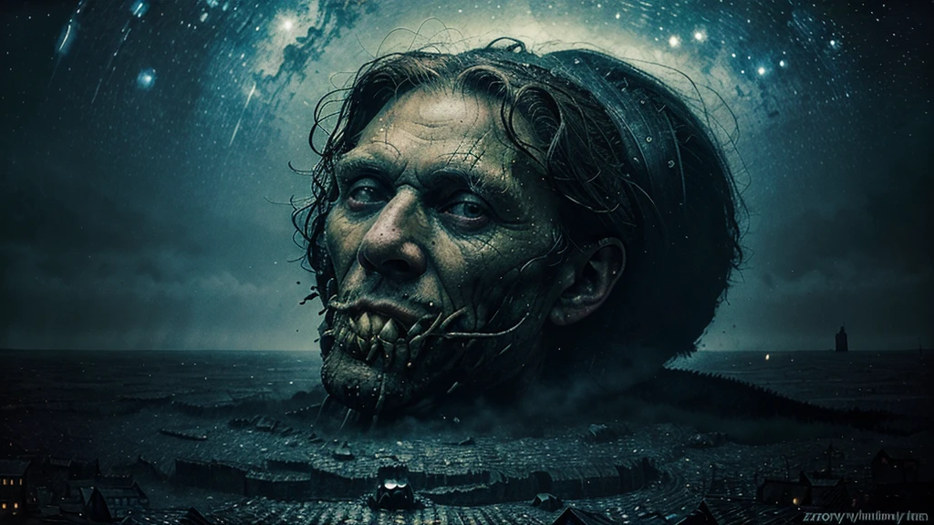 starry night, Van Gogh, disgusting, Nightmare, annoy, disgusting, gloomy, rotten, โดย zdzislaw beksinski,Echoes of Fury,
