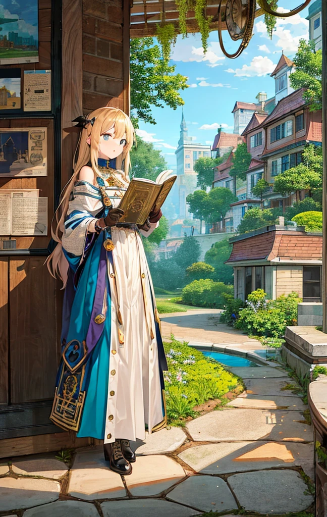 masterpiece, Highest quality, detailed, city, street, Gothic, One girl, Long Hair, boots, Vintage, antique, brass, Metal, gear, mechanical, elegant, Classic, Sophisticated, Sophisticated, Ready, Contemplative, Thoughtful, Curious, mysterious, Mysterious, Magic, Cautious, intellectual, Book lover, Contrast, perspective, depth, texture, detailed, リアrhythm, Expressionistic, Abstract, Surreal, Innovative, Experimental, Individuality, atmosphere, atmosphere, feeling, Nostalgia, historic, cultural, Technical, industrial use, Fantasy, imagine, creativity, Artistry, Craftsmanship, skill, Accuracy, detailed, composition, balance, Harmony, rhythm, colorful, dark, reflection, refraction, prospect, Middle Way, background, Vanishing Point, horizon, focus, Naturalistic, Figurative, Expressive,