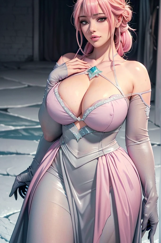 POV: ((((Super huge enormously gigantic tits, cleavage showing)))),(((Elfgirl (rose quartz waifu SU-Elsa waifu frozen Disney mezclando modelos .) (ultra FUSION of white and pink hair) Highly detailed CG unity 8k wallpaper, style shot, complex, high detail, dramatic, highest quality movie still image, very detailed, masterpiece, best quality, character design, Elsa, Elsa from Frozen,Fusion Pink Diamond (( Dark style)), realistic ultra-detailed rendering style, natural light, sharp character design, (hard focus, 8k), (((natural skin texture))), 8k textures, soft cinematic lighting, adobe lightroom, dark room, hdr, Sophisticated, Elegant, Rich Detail, Sharp Focuilm Look) )), Soothing Tones, Detail Frenzy, Intricate Detail, Super Detail, Low Contrast, Soft Film Lighting, Dull Colors, Exposure Blending, HDR, Fade, 35mm, f/1.4, ISO64, f16, 25 sec.