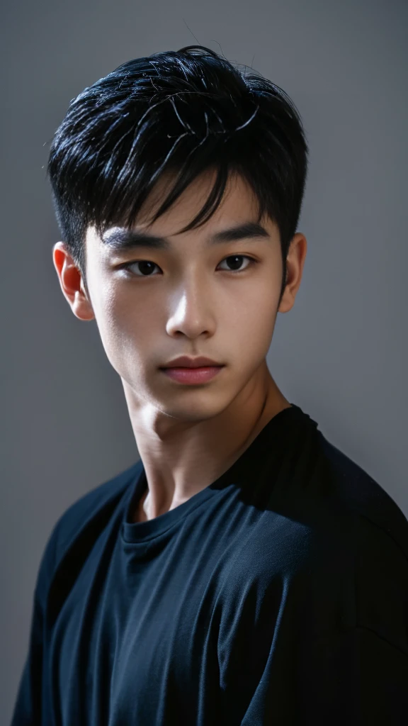 Asian alpha male wearing a black shirt looking at the camera, Shin Jinying, Kim Do-young, Paint Ulzzang, Shen Quanrui, korean men, Shin Jin Young's Aesthetics, faceเกาหลีที่น่ารัก, handsome young man'face, Jaeyong Nam, beautiful eyes、Kim Taejoon, Hyungtae, Inspiration from Jong Suk Lee, Avatar, Korean artist, Jung Jae Hyo