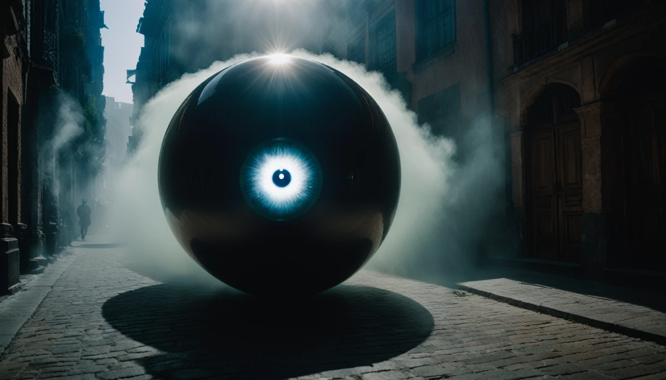 (a floating gaseous eyeball), Style: Visual art by Can Büyükberber, creature, horror, ectoplasm, ghost, translucent, (nightmare), chaos, masterpiece, best quality, (intricate details), (****), eldritch, glow, glowing eyes, horror, misty, ectoplasm, translucent, volumetric lighting, unique pose, dynamic pose, dutch angle, 35mm, anamorphic, lightroom, cinematography, film grain, HDR10, 8k hdr, Steve McCurry, ((cinematic)), RAW, color graded portra 400 film, remarkable color, 