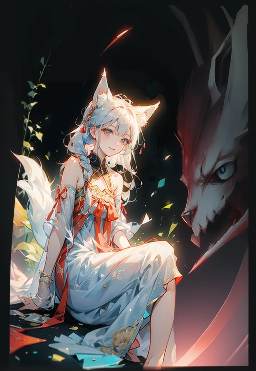 Complete the character's legs,Atmospheric background