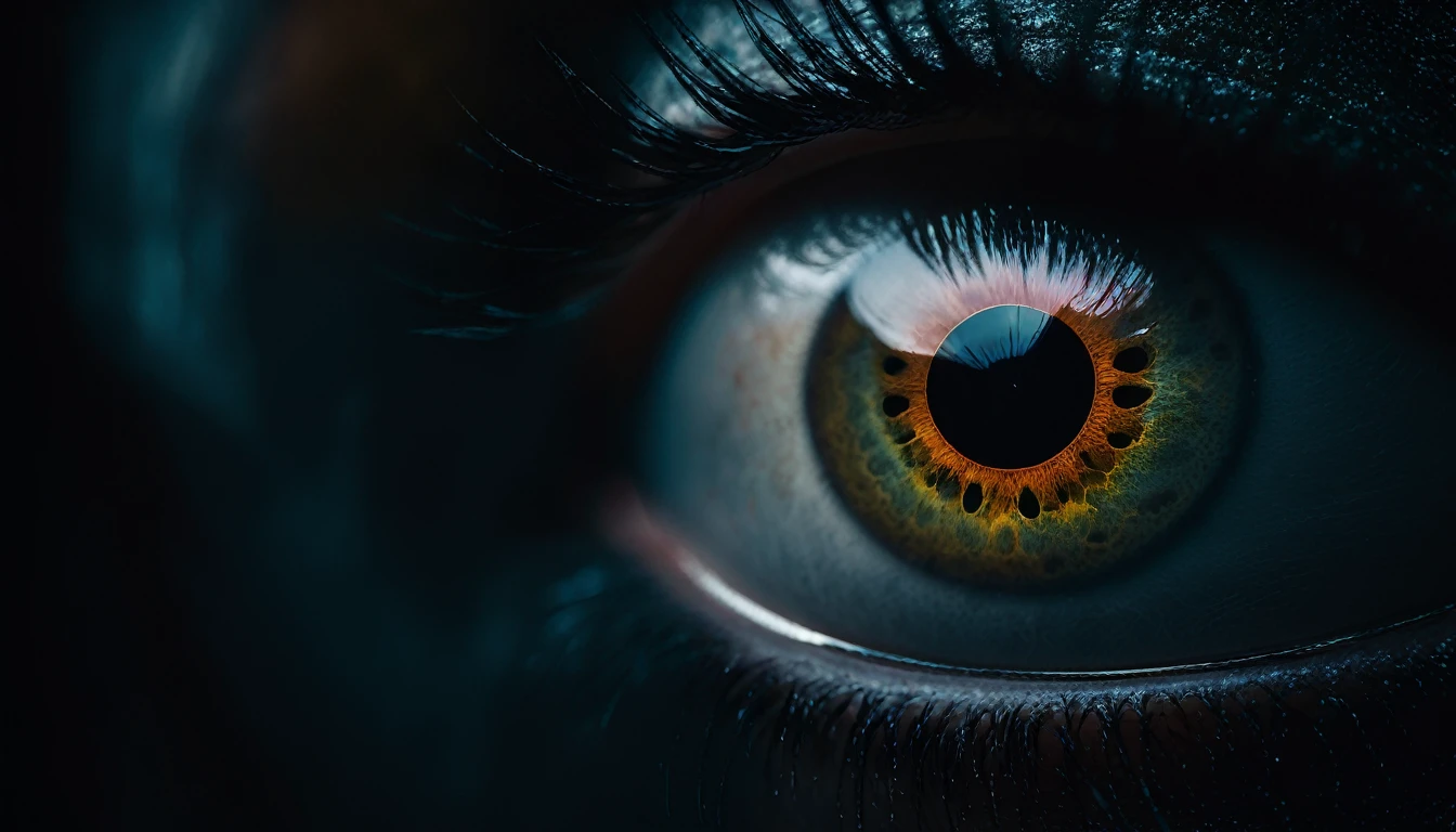 (a big mysterious eye with clear eyeball), symetry, eye in center, Style: Visual art by Can Büyükberber, creature, horror, ectoplasm, ghost, translucent, (nightmare), chaos, masterpiece, best quality, (intricate details), (****), eldritch, glow, glowing eyes, horror, misty, ectoplasm, translucent, volumetric lighting, unique pose, dynamic pose, dutch angle, 35mm, anamorphic, lightroom, cinematography, film grain, HDR10, 8k hdr, Steve McCurry, ((cinematic)), RAW, color graded portra 400 film, remarkable color,