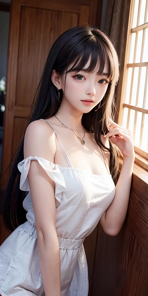 (8k, RAW Photos, Highest quality, masterpiece: 1.2), Very detailed, Super Resolution, (Genuine, Genuine photos: 1.37), Portraiture, High-quality RAW color photos, Professional photos, Very detailedで美new, Very detailed, 8k壁紙, Amazing details, Large file size, Official Art, Very detailed CG Unity 8k壁紙, Very detailed beautiful girls, Very detailed facesHighly detailed eyes, Very fine skin, Very detailed fingers, Very small nose, Very detailed detailed mouth, Perfect Anatomy, Detailed Background, High Quality Clothing,20th Generation, cute girl, Genuineistic body, White skin, Glowing Skin, (Blunt bangs: 1.2), smile, cute, like々new, cute face, Genuineistic face, Delicate eyes, Saggy eyes, Earrings, necklace、Looking into the camera, Embarrassed face、Face that looks like it's about to come、Crying face、Dynamic Lighting,((( C cup breasts,Small breasts)))、(Gorgeous nightclub background1.2)、(Dynamic Sexy Pose 2)、(Gorgeous Theme 2)、(With cleavage 2)、Touch your buttocks with both hands)、(((No bra、See-through green panties、Seduce me sexually、16 years old)))、Erect nipples are visible、(((Sleeping in bed、Spread your legs)))