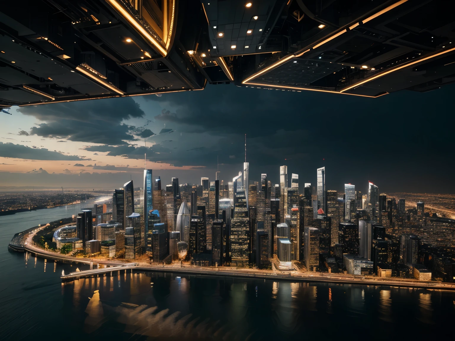 Dynamic Cityscape:
A modern city skyline blending different architectural styles from around the world.
Elements like digital data streams, financial graphs, and technological overlays indicating progress and innovation.