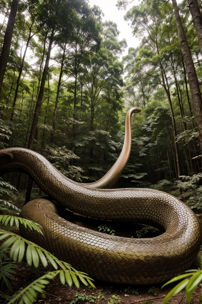 One huge snake in thick forest