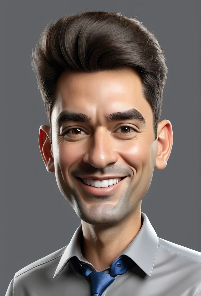 make a caricature image, male, gray background, with sufficient lighting, caricature, 3D, 8D image quality
