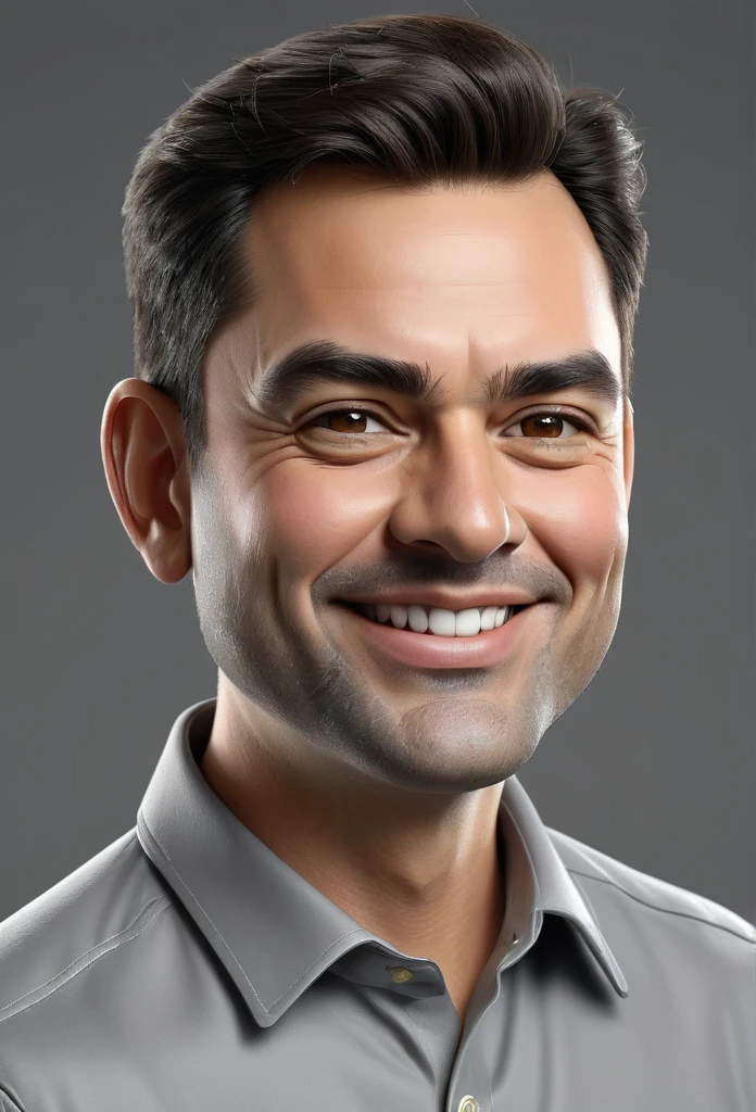 make a caricature image, male, gray background, with sufficient lighting, caricature, 3D, 8D image quality