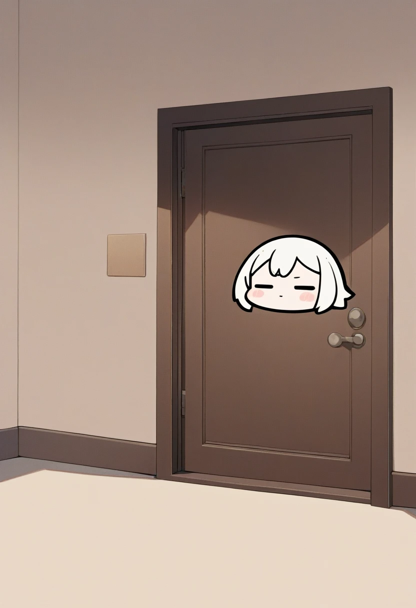 ((background only)), masterpiece, best quality, very aesthetic, absurdres, flat anime, 2D, anime taste, anime paint, (2d illustration:1.2), deformation, simple door, ((door is closed)), ((chibi)),