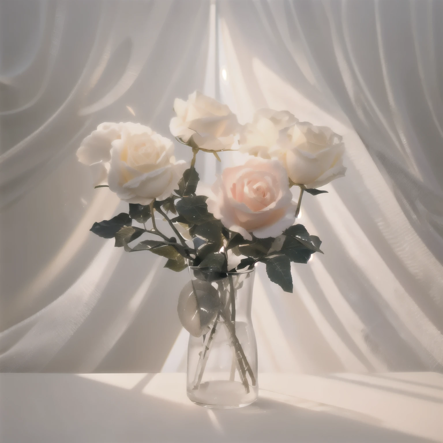 Product picture of a simulated rose,masterpiece,best quality,Best shadow,With Nordic simple solid color style,pure white walls,The soft sunlight shines through the soft gauze curtains,Log table,Exquisite details,Realistic style,Professional soft lighting,Simple and advanced