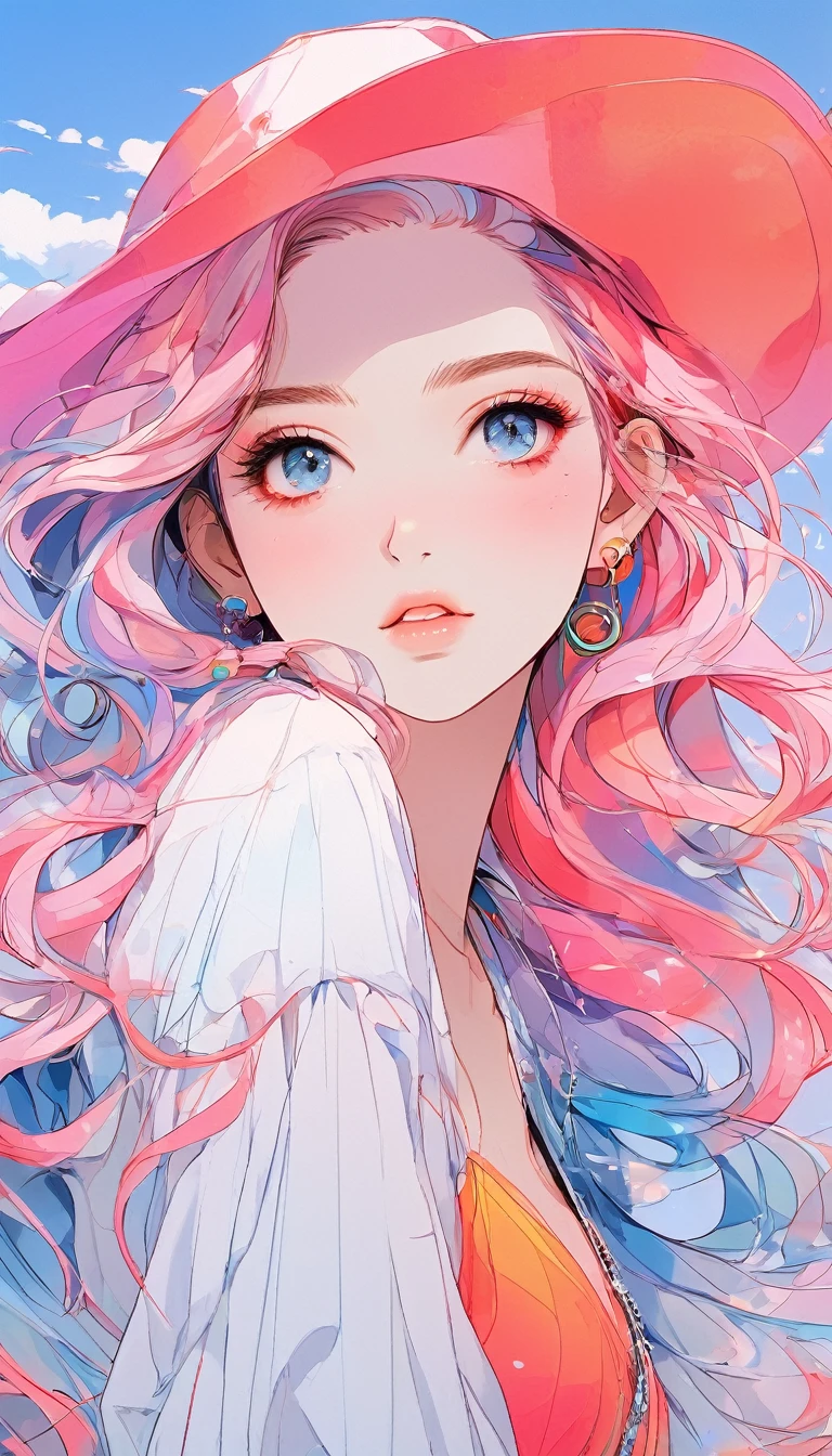 anime ,Realistic ,sketch , One girl, ,lip,  Blue gradient background, Neon Hair,textured crop, , (masterpiece,highest quality,Bottom style)
Negative Prompt: (Worst quality, low quality,Realistic,figure, 3D, 2D, Painting, comics, sketch)
procedure: 40, size: 768x1152, seed: 742720333, model: SDVN7 - Rainbow Style XL, version: v1.6.0-78-GD39440BF, sampler: Euler A, CFG scale: 10, Clip skip: 2, model hash: 6e0ba74ac1, Style Selector Style: base, Style selector enabled: truth, Style Selector Randomization、Earrings、Summer One Piece、Summer image、Hair blowing in the wind