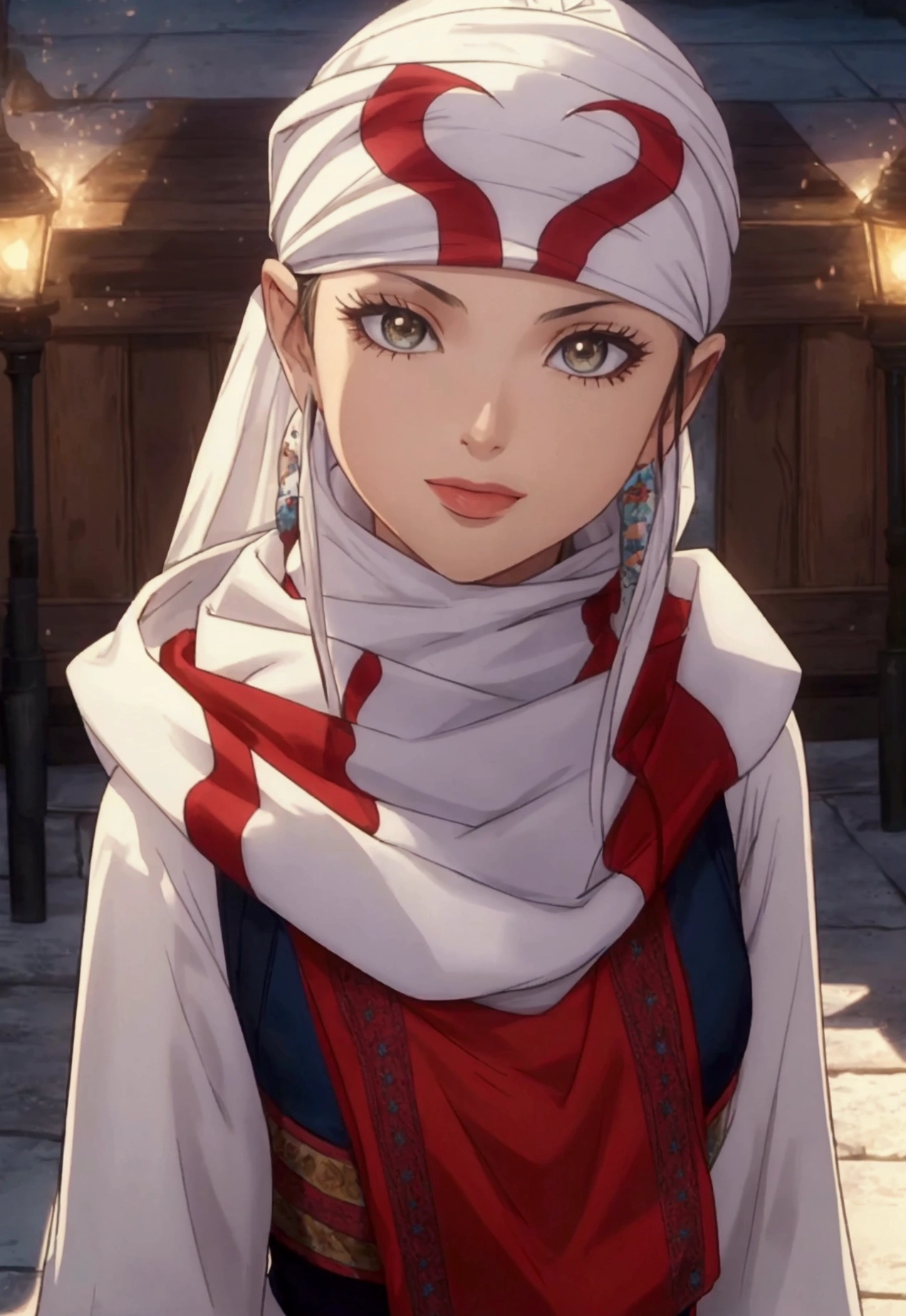 beautiful girl standing tongue out cowl bandana on forehead