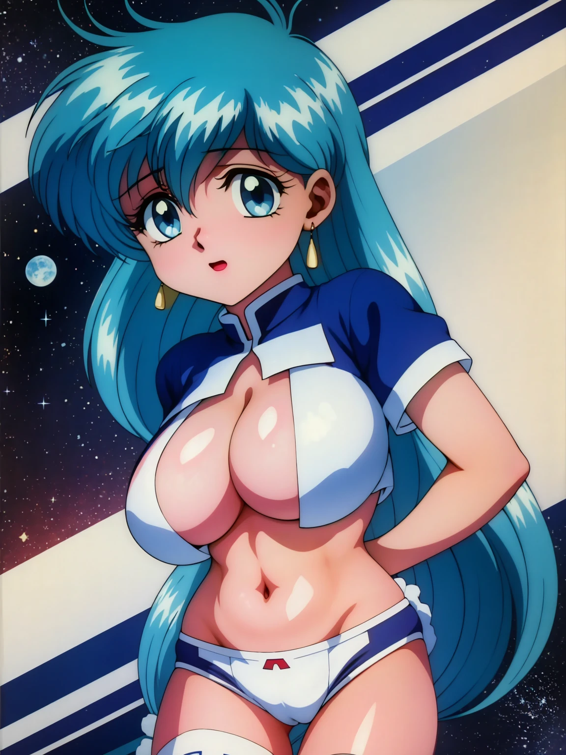 (masterpiece, Highest quality:1.2), Tiangong Gui, 1 girl, Lonely, Subtle blue hair color, White panties, Panty shot