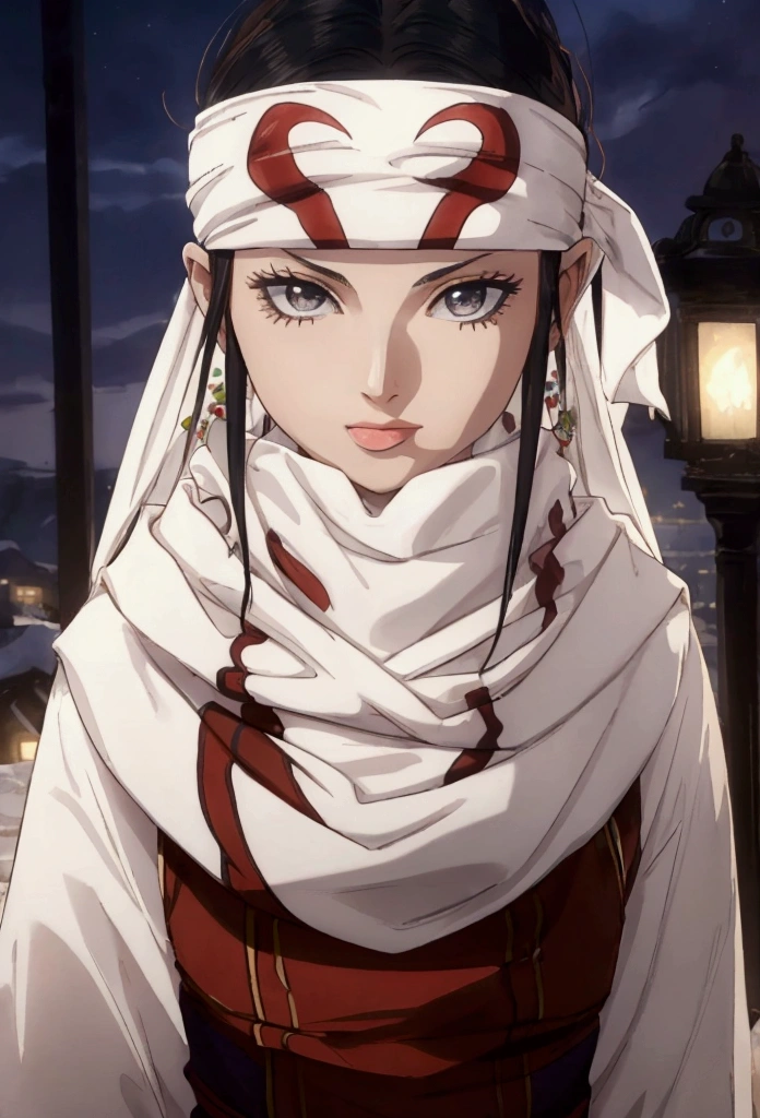 beautiful girl standing tongue out cowl bandana on forehead licking lips