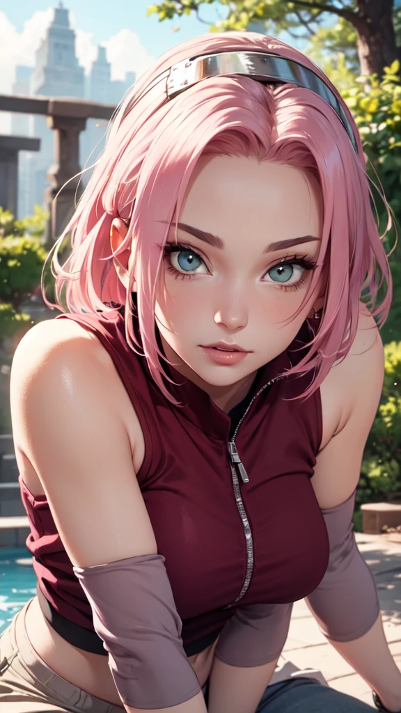 sexy outfit,(best quality)), ((Masterpiece)), (Detailed), Perfect Face((best quality)), ((Masterpiece)), (Detailed), Perfect Face(best quality)), ( (Masterpiece)), ( Detailed), Perfect Face (best quality), ((Masterpiece)), (Detailed), Perfect Face, stunningly realistic, photorealistic, photorealism, 1 sakura Haruno