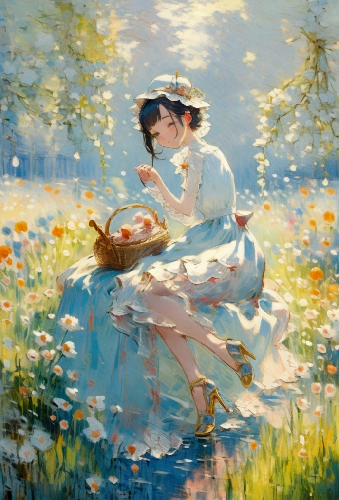 masterpiece, Highest quality, Kitten in a big glass slipper, cute, cute,, delicate, Very difficult, detailed, ((masterpiece)), extremely detailed, Highest quality, High resolution, ((in the garden)),