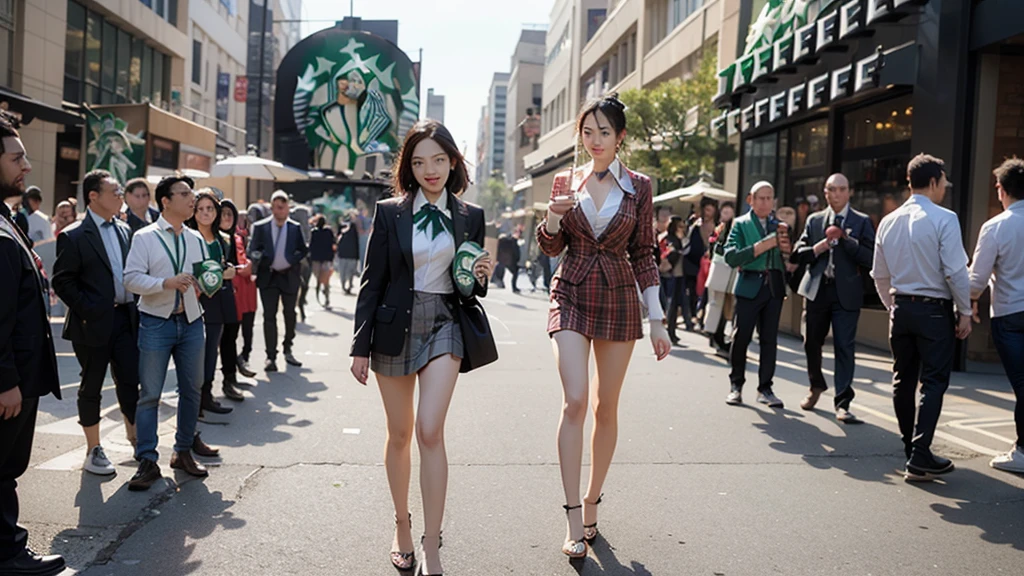 
(((((((((((Woman with Starbucks Coffee)))))))))))
(((((((((((Woman with Starbucks Coffee)))))))))))
((((((((In front of a Starbucks store))))))))
(((((A girl in a blazer uniform ((White blouse with formal collar, Red blazer, 
Black plaid skirt, Red checkered ribbon on blouse)), Complete limbs, Full Finger))))

(((((Emphasize cleavage))))))


((((((White skin))))))
((((((Heavy makeup))))))
((((((Beautiful Face))))))



(((((((((((Woman walking through a big city)))))))))))、
 
 ((((((smile))))))、
((Heart Necklace)) 





8k、RAW Photos、Highest quality、masterpiece:1.2、Super detailed、Super Resolution、Ultra HD、8k wallpaper、Amazing details、Photorealistic:1.4、Having fun by the water、Full Body Shot、Full body photo、High-resolution RAW color photos、Professional photos、A scene full of emotion、Very detailed and beautiful、Ultra HD、8k wallpaper、Amazing details、Huge file sizes、Highly detailed beautiful girls、Highly detailed face Highly detailed eyes、Extremely realistic skin、 Highly detailed fingers, Highly detailed nose, Highly detailed mouth, Perfect Anatomy, Highly detailed background, Highly detailed clothing, Teen, cute女の子, Famous Japanese Idols, cute, Realistic body, Slender, White skin, Glowing Skin, Slim body, Realistic Face, Delicate eyes, double eyelid,(Small hands)





