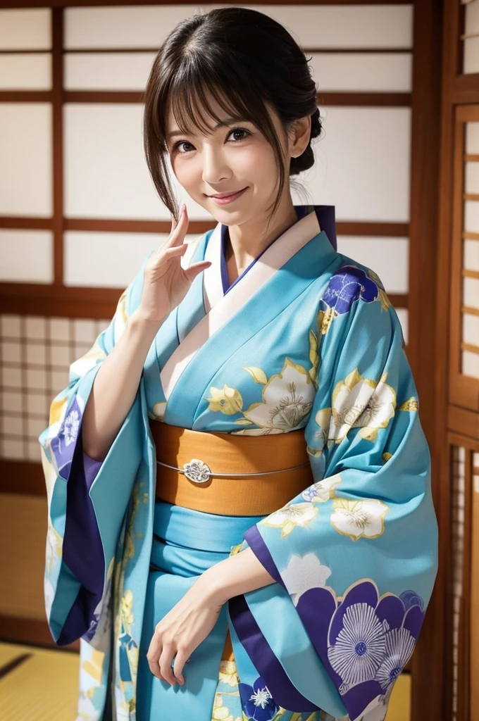 kimono、Mature Woman、Japanese、Sexy pose、Square Size、Raise your hands pose