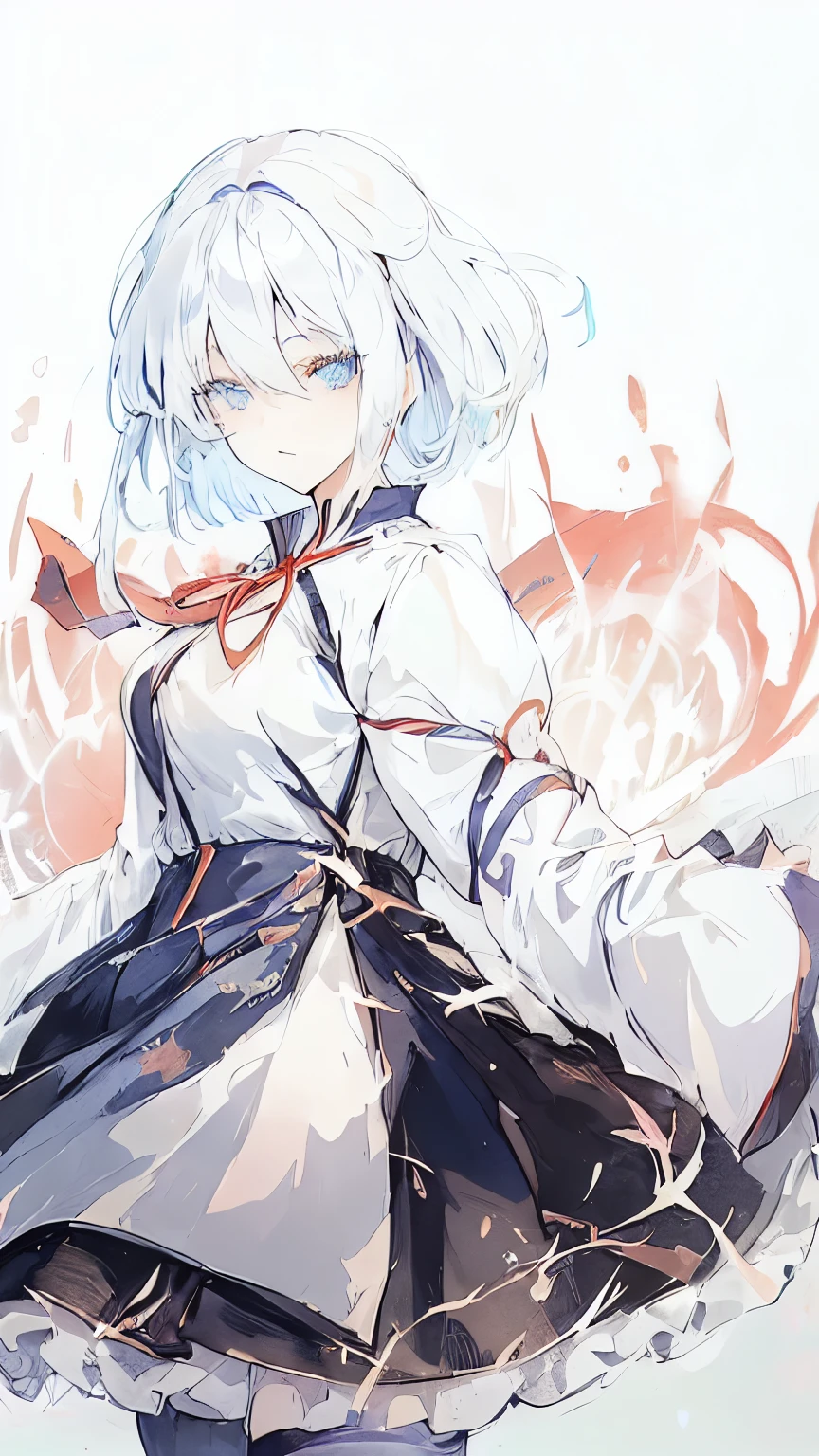 Anime girl with white hair and blue eyes, Splash Art , From desire, Favorite character, Touhou Project official artwork, Cirno Touhou, White-haired God, anime style like fate/Stay Night, Anime portrait of Cirno, Anime Moe Art Style,  In a dress, Cute girl anime visuals