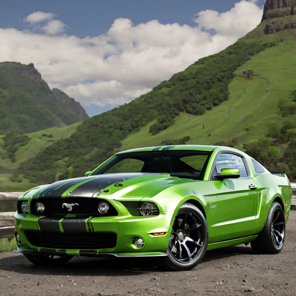 create image real colt car with hulk skin theme, on the valley, realism, photorealistic, detailed visuals