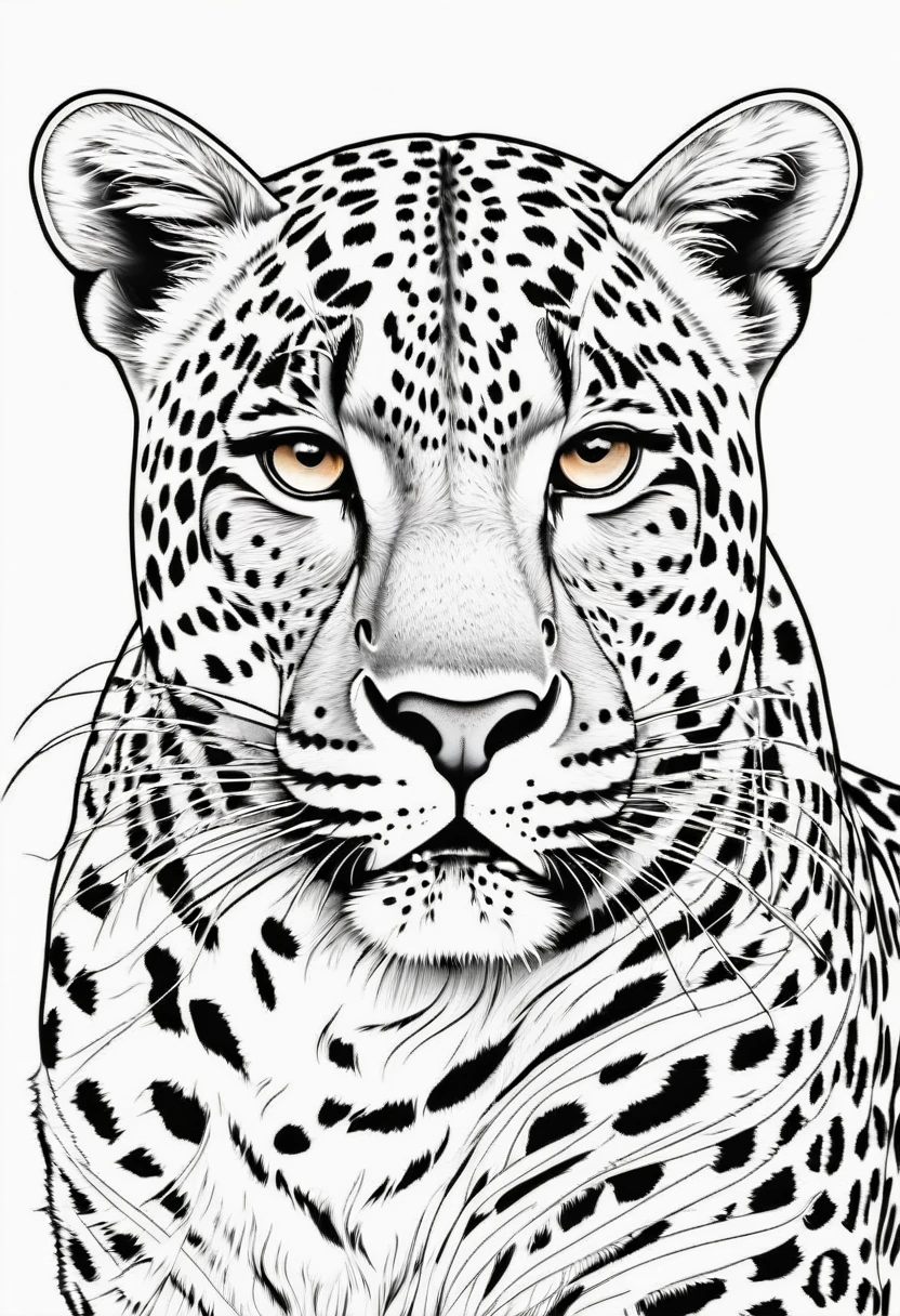 Coloring page for kids, leopard