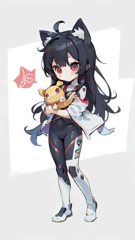 Kokeshi Primary school students Young Girl Little Girl Height: 130cm Standing picture Simple design Black hair okata Hair is black Red eyes Shoulder-baring ahoge Kokeshi Deformation Mini character Confused eyes Pitch Resuit Perfect fitスーツ Perfect fit Yoga Suit